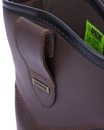 Brown Coloured Apache Mens Waterproof Rigger Boots on white background 