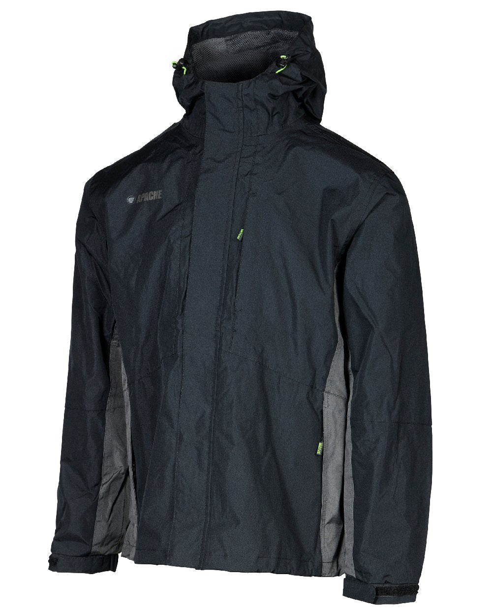 Black Charcoal Coloured Apache Mens Welland Waterproof Jacket on white background 