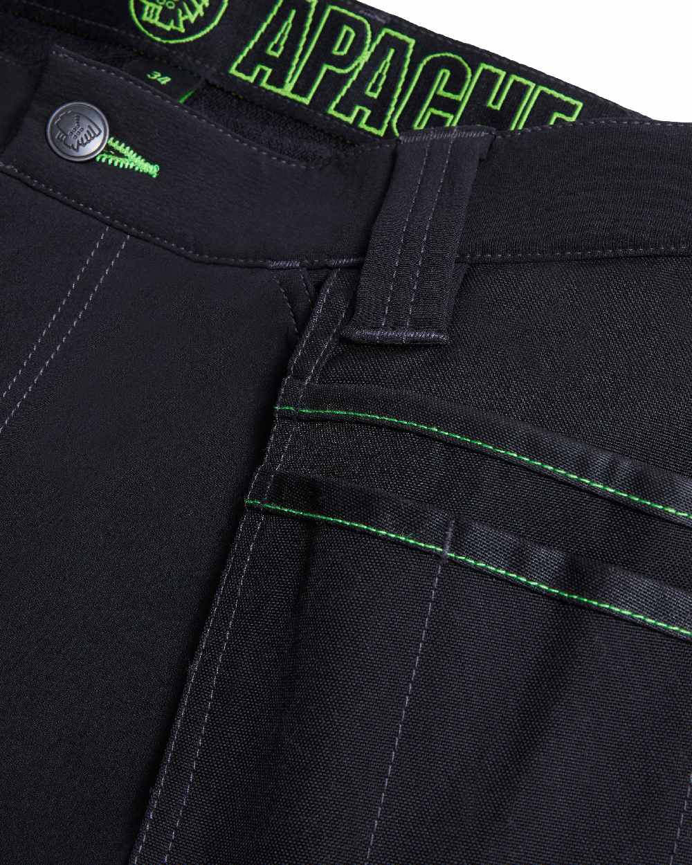 Black Coloured Apache Mens Whistler 4 Way Stretch Shorts on white background 