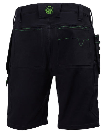 Black Coloured Apache Mens Whistler 4 Way Stretch Shorts on white background 