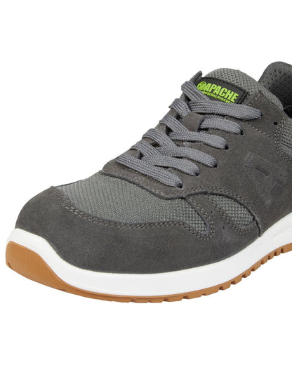 Charcoal Grey Coloured Apache Mens Winnipeg Suede Safety Trainer Shoes on white background 