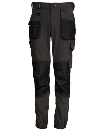 Grey Black Coloured Apache Mens Yellowknife Elasticated Hem 4 Way Stretch Trousers on white background 