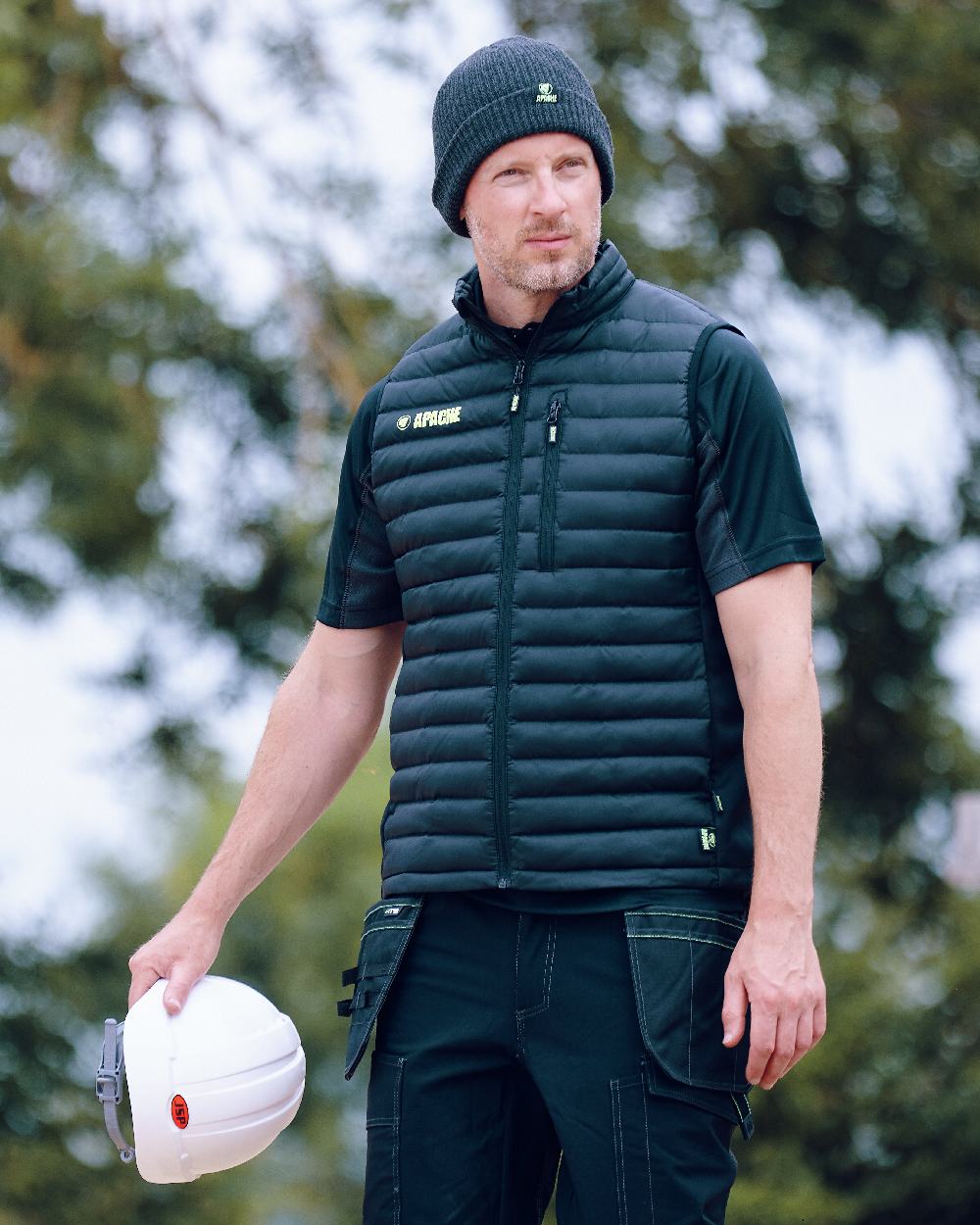 Charcoal Grey Coloured Apache Dawson Beanie Hat on outdoor background 