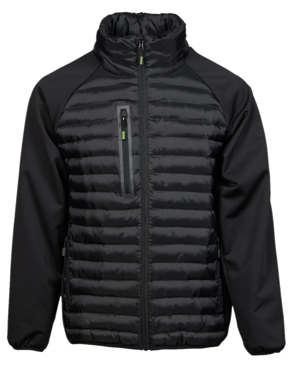 Black Coloured Apache Mens Ashcroft Hybrid Jacket on white background 