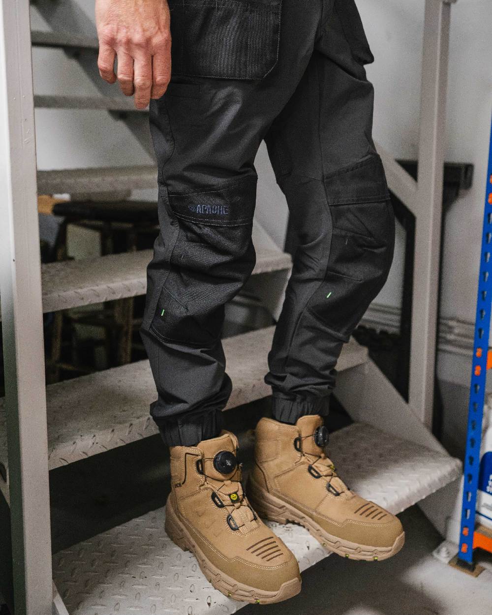 Stone Coloured Apache Mens Stonehenge Safety Boots on outdoor background 