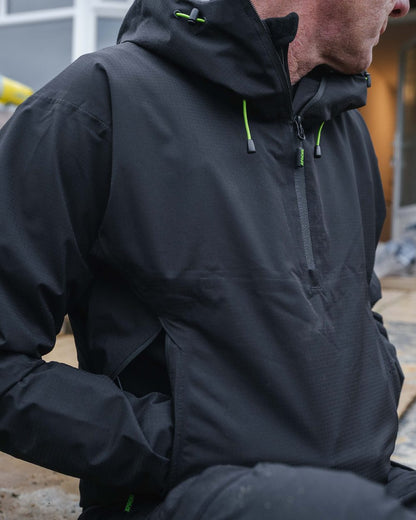 Black Coloured Apache Mens White Rock Rain Jacket on outdoor background 