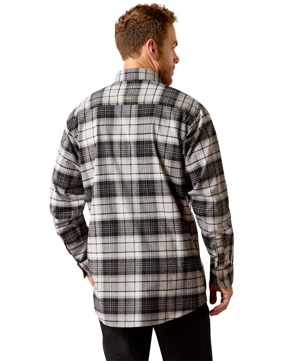 Charcoal Grey coloured Ariat Rebar Flannel Durastretch Work Shirt on white background 
