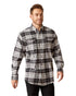 Charcoal Grey coloured Ariat Rebar Flannel Durastretch Work Shirt on white background 