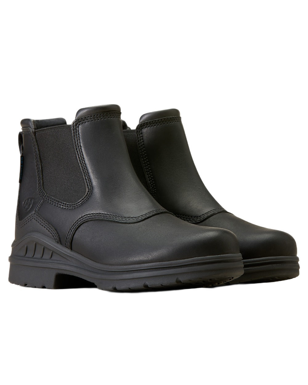 Black coloured Ariat Womens Barnyard Twin Gore II Waterproof Boot on white background 