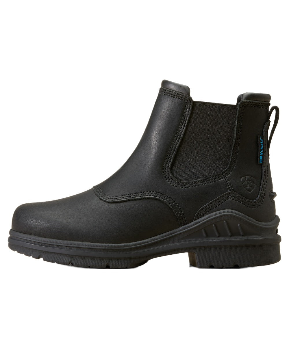 Black coloured Ariat Womens Barnyard Twin Gore II Waterproof Boot on white background 