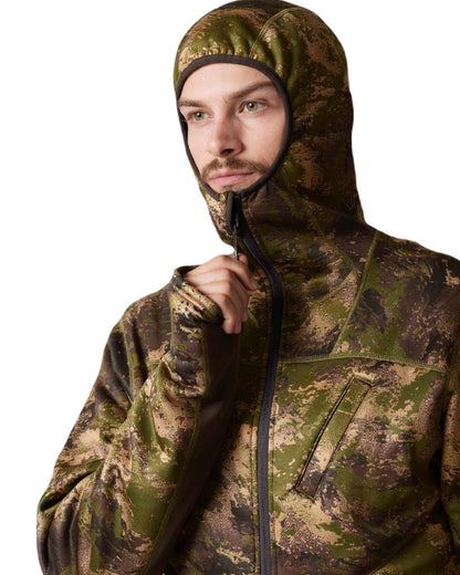 Axis Forest Coloured Harkila Deer Stalker Camo Fleece Hoodie On A White Background