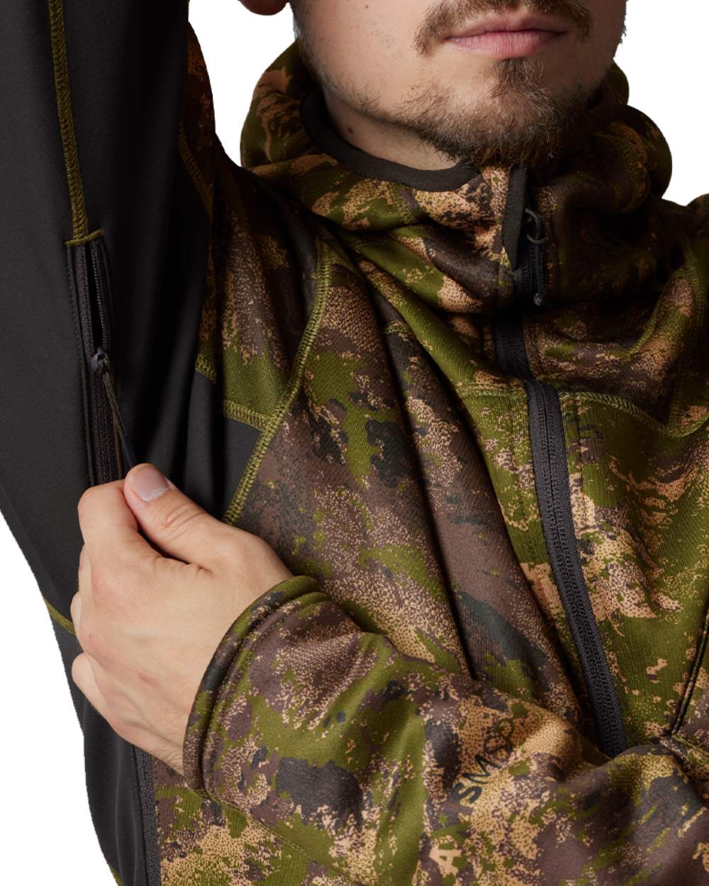 Axis Forest Coloured Harkila Deer Stalker Camo Fleece Hoodie On A White Background