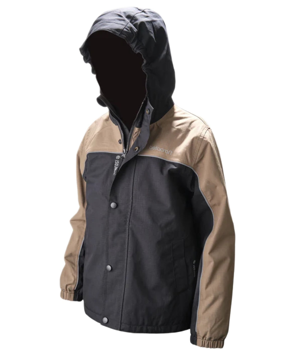 Black Mushroom coloured Betacraft Childrens ISOJNR Jacket on white background 