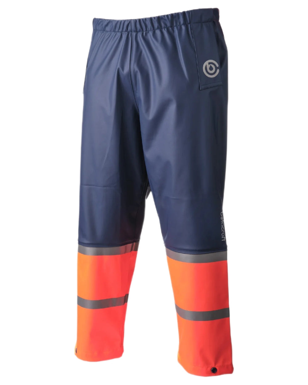 Navy Orange coloured Betacraft Childrens Tuffbak Overtrousers on white background