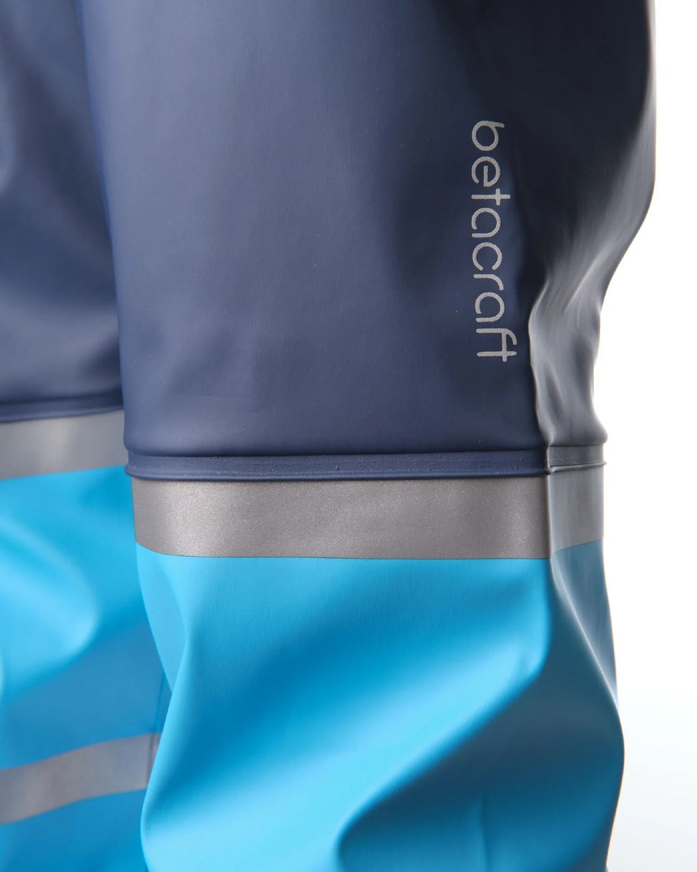Navy Pale Bluecoloured Betacraft Childrens Tuffbak Overtrousers on white background 