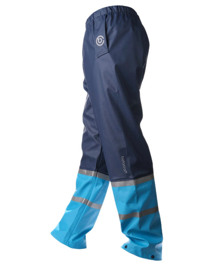 Navy Pale Bluecoloured Betacraft Childrens Tuffbak Overtrousers on white background 