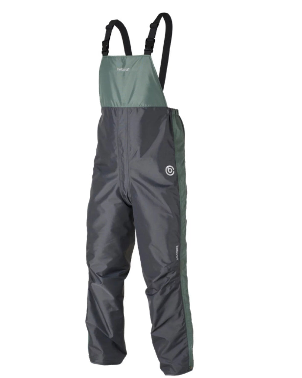 Greenstone Charcoal Coloured Betacraft ISO940 Bib Over Trousers on white background