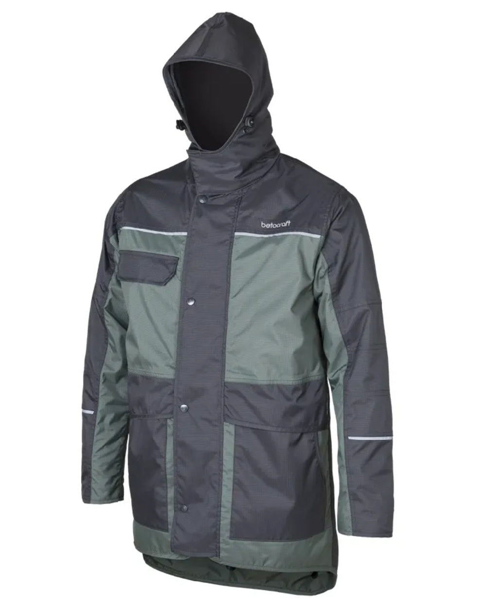 Greenstone Charcoal coloured Betacraft ISO940 Waterproof Hurricane Jacket on white background