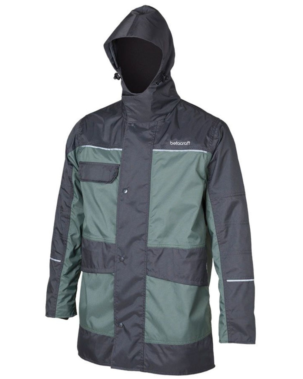 Greenstone Charcoal coloured Betacraft ISO940 Waterproof Parka on white background 