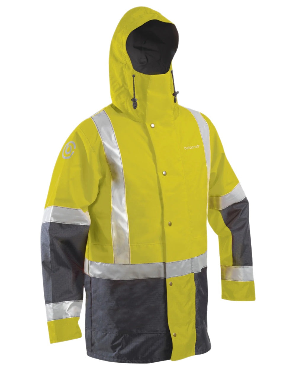 Fluoro Lime coloured Betacraft ISO940 Waterproof Ranger Parka on white background 