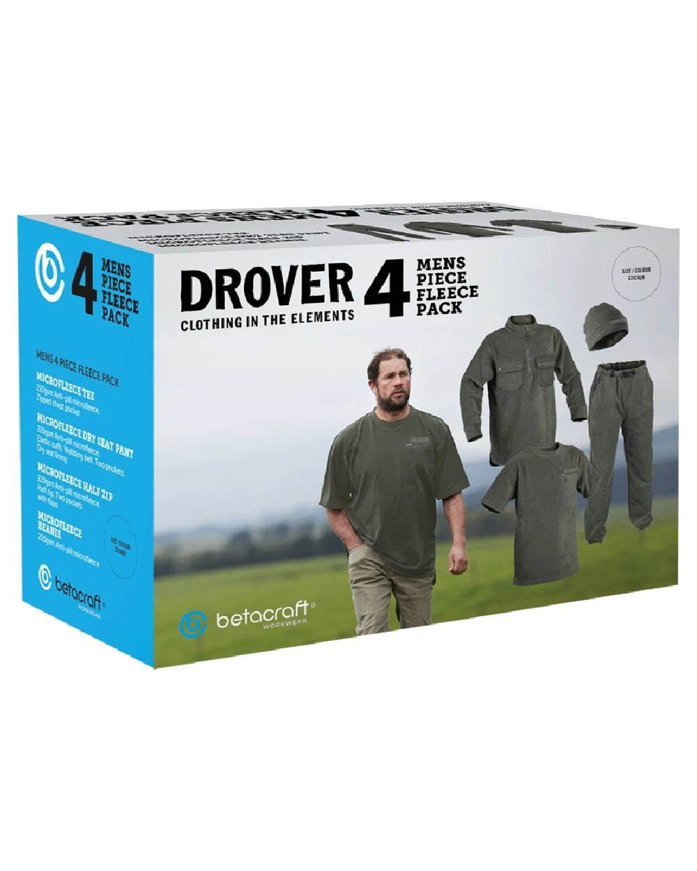 Olive coloured Betacraft Mens Drover Fleece Pack on white background 
