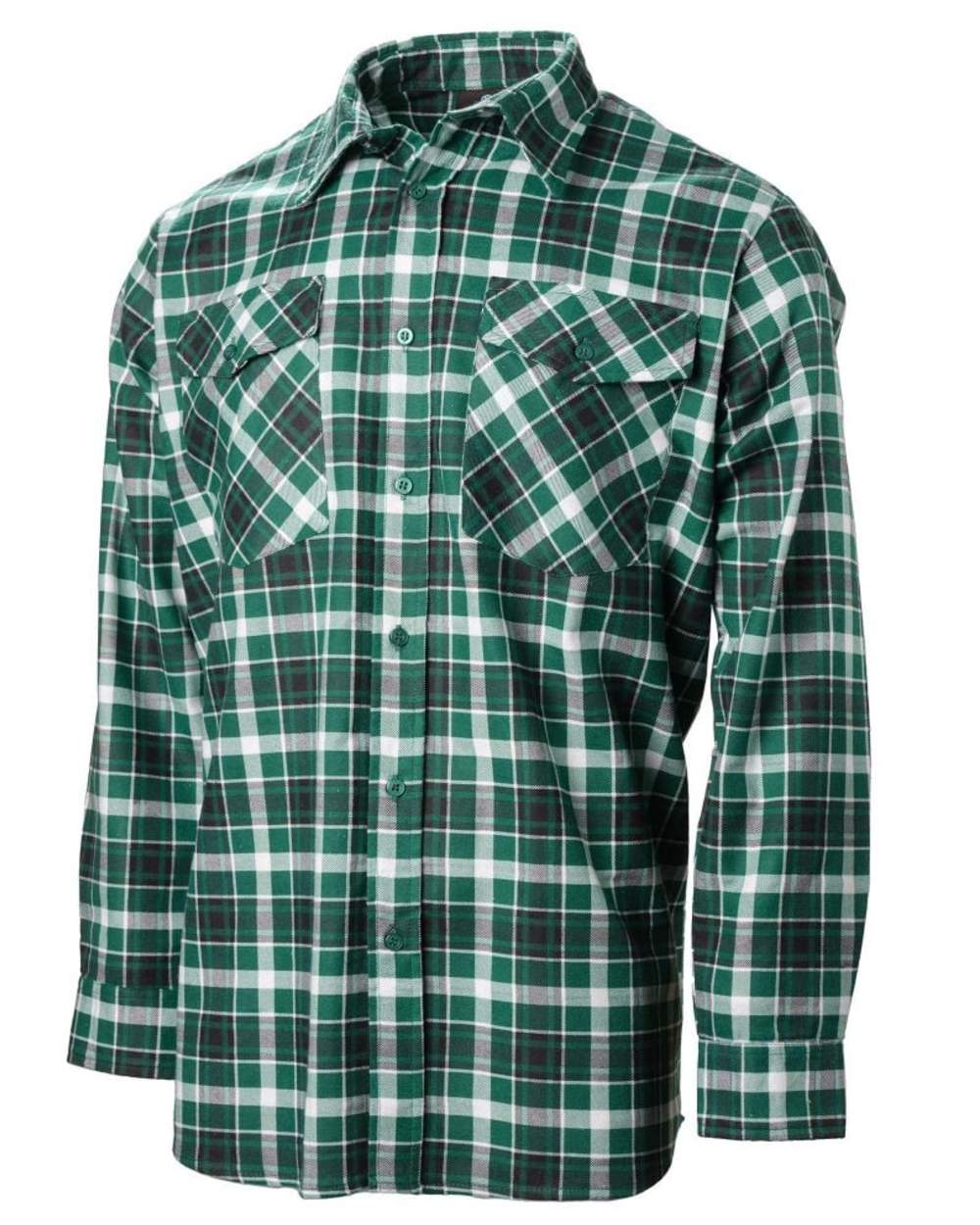 Green Check coloured Betacraft Mens Stag Brushed Cotton Shirt on white background 
