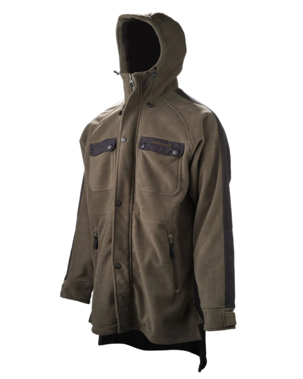 Dark Khaki coloured Betacraft Mens Zephyr Fleece Jacket on white background 