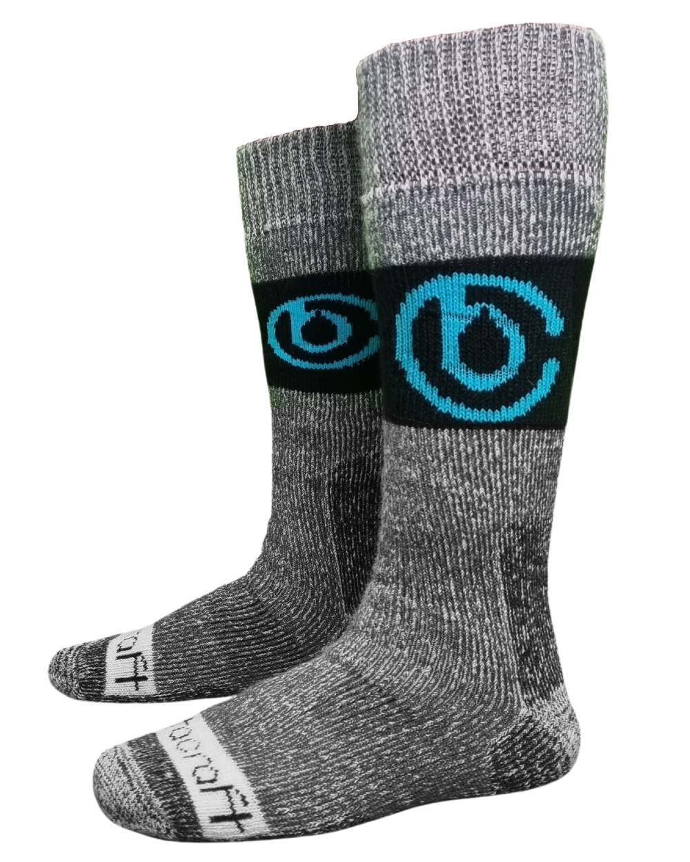 Grey coloured Betacraft Merino Full Length Socks on white background 