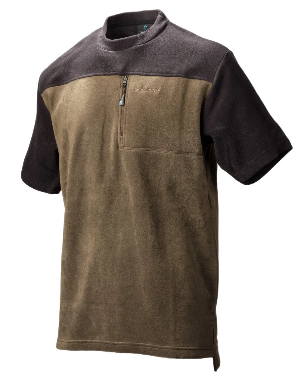 Olive coloured Betacraft Quest ECO Fleece T-Shirt on white background 