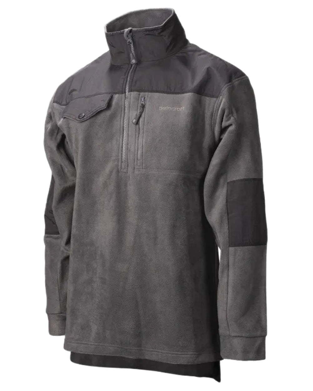 Black Asphalt coloured Betacraft Quest Eco Fleece Half Zip Top on white background 