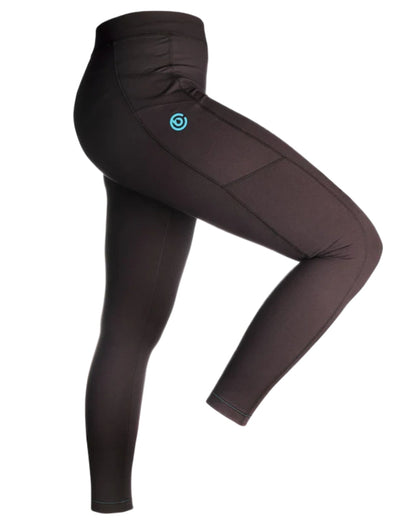 Jet Black coloured Betacraft Womens Baltic Fleece Tights on white background 
