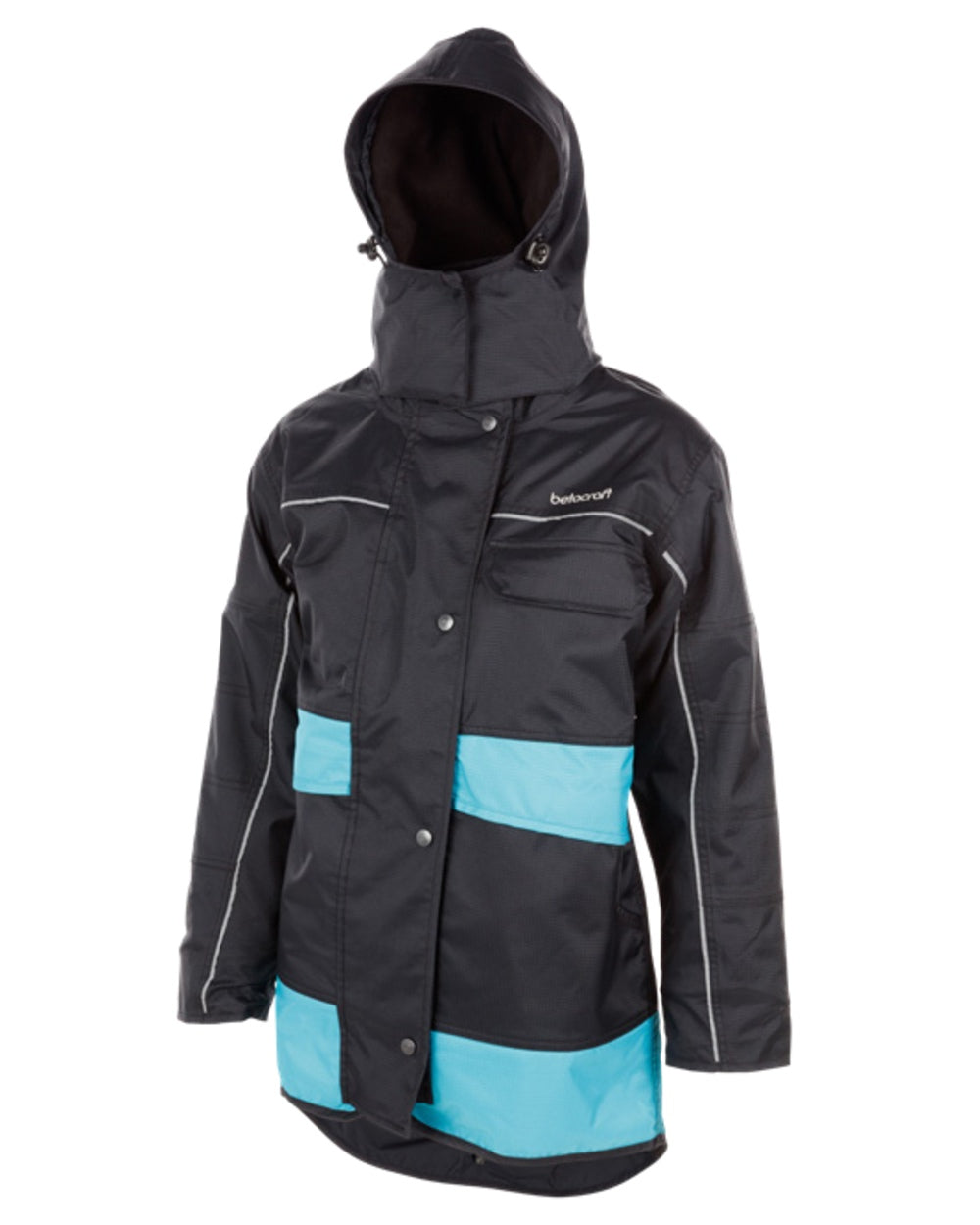 Charcoal Blue coloured Betacraft Womens ISO940 Hurrican Jacket on white background 