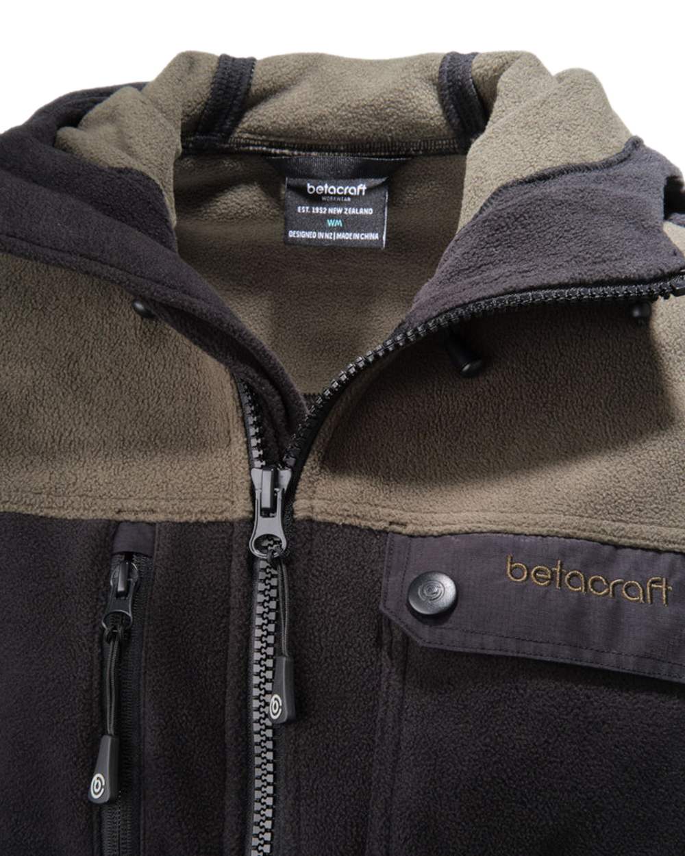 Black coloured Betacraft Womens Zephyr Fleece Jacket on white background 