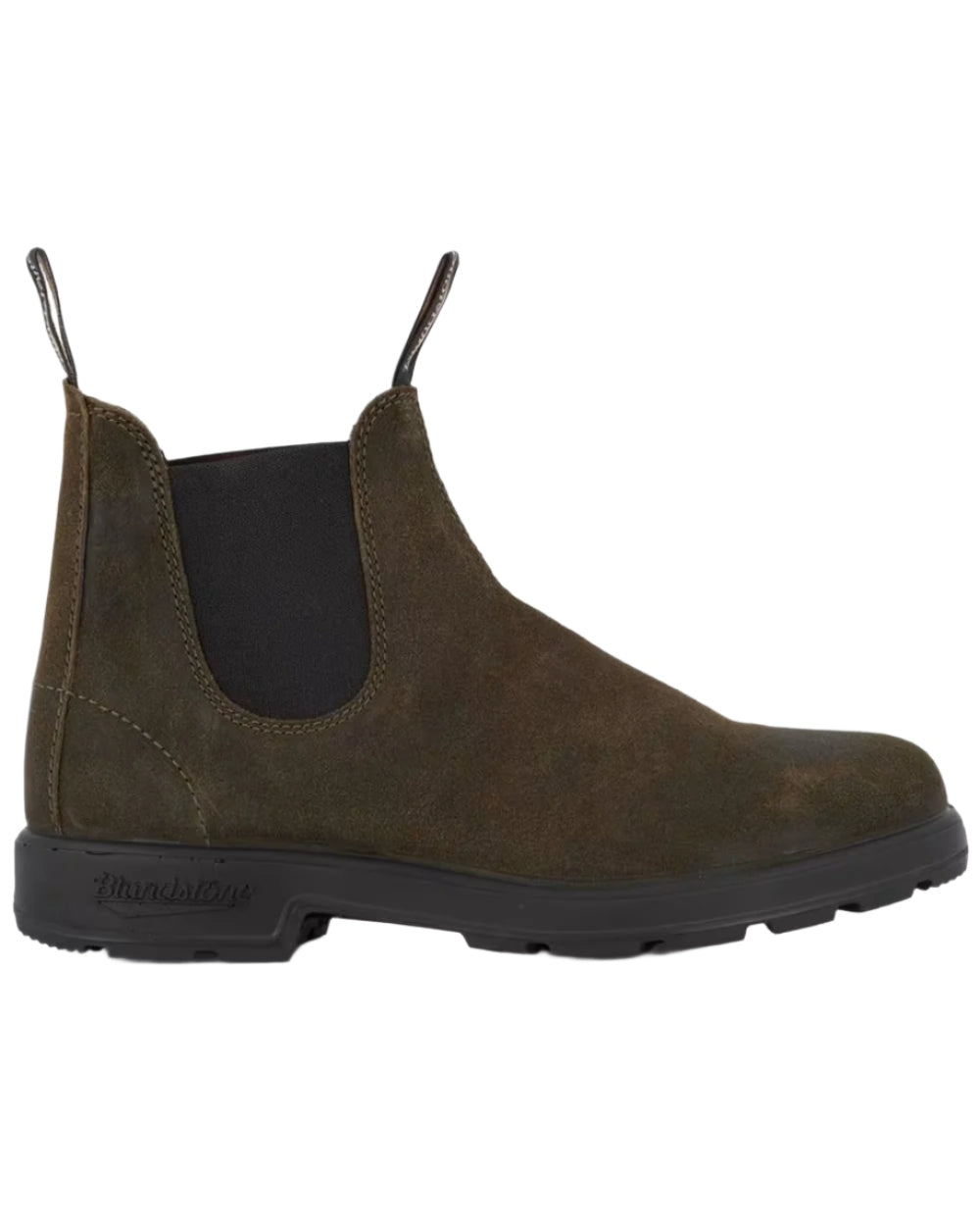 Dark Olive coloured Blundstone 1615 Classic Waxed Suede Chelsea Boots on white background 