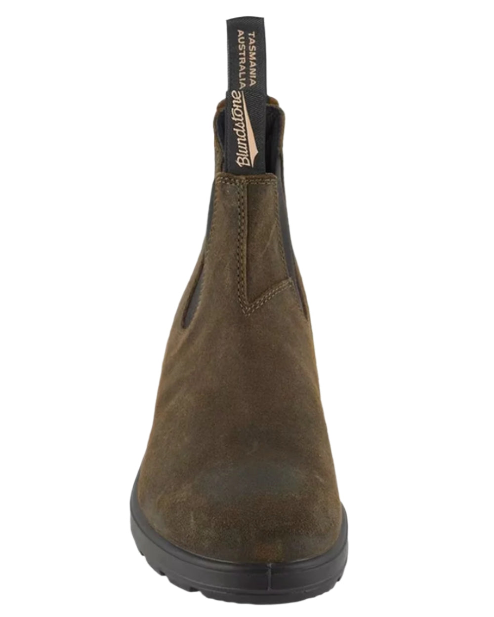 Dark Olive coloured Blundstone 1615 Classic Waxed Suede Chelsea Boots on white background 