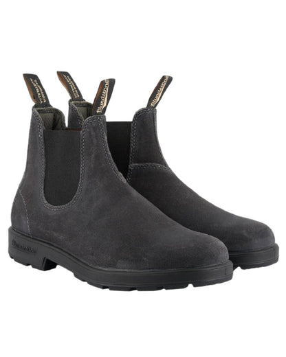 Steel Grey coloured Blundstone 1910 Steel Grey Suede Leather Chelsea Boots on white background 