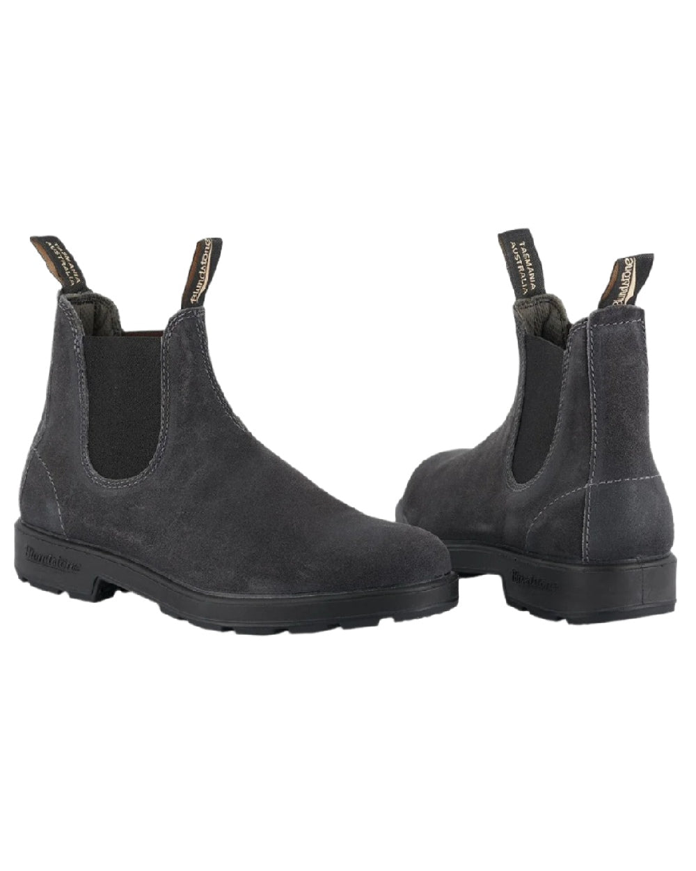 Steel Grey coloured Blundstone 1910 Steel Grey Suede Leather Chelsea Boots on white background 