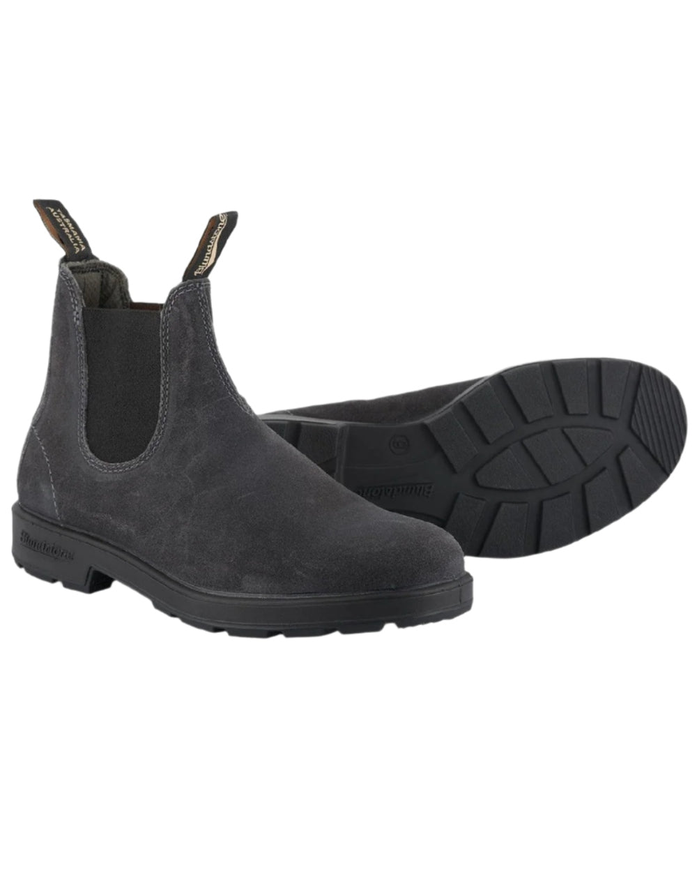 Steel Grey coloured Blundstone 1910 Steel Grey Suede Leather Chelsea Boots on white background 