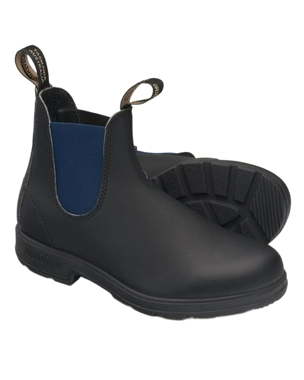 Black Navy coloured Blundstone 1917 Boots Black with Navy Elastic on white background 