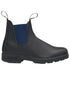 Black Navy coloured Blundstone 1917 Boots Black with Navy Elastic on white background 