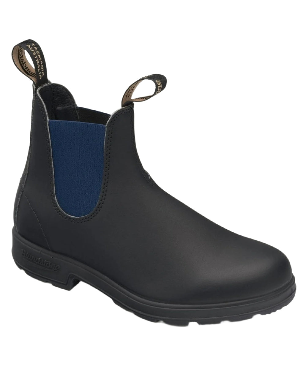 Black Navy coloured Blundstone 1917 Boots Black with Navy Elastic on white background
