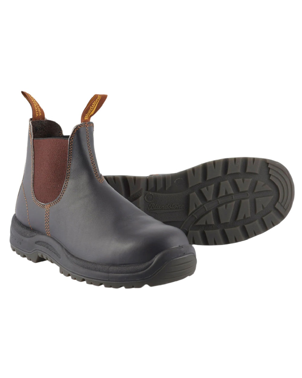 Brown coloured Blundstone 192 Safety Boots on white background 