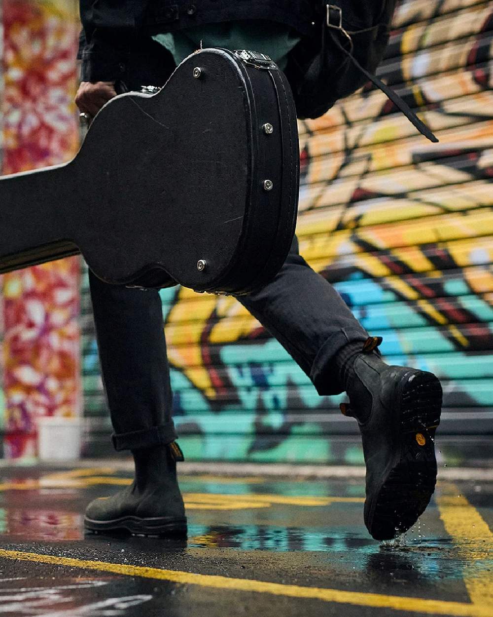 Rustic Black Coloured Blundstone 2055 Rustic Black Chelsea Boots on outdoor background 