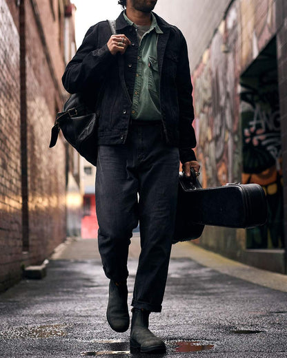 Rustic Black Coloured Blundstone 2055 Rustic Black Chelsea Boots on outdoor background 