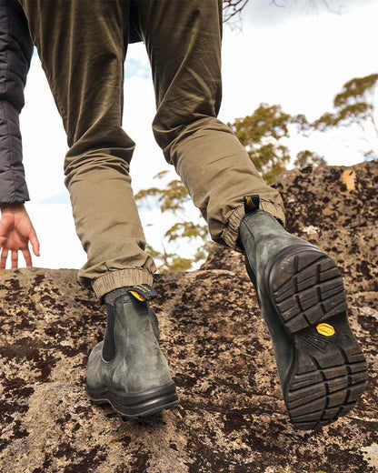 Rustic Black Coloured Blundstone 2055 Rustic Black Chelsea Boots on outdoor background 