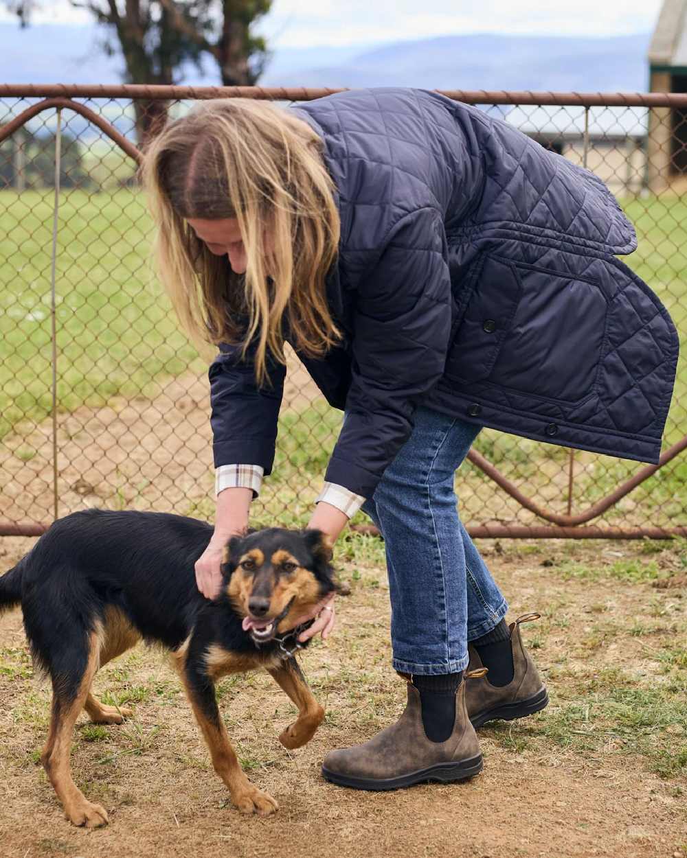 Rustic Brown Coloured Blundstone 2056 Rustic Brown Chelsea Boots on  outdoor background 