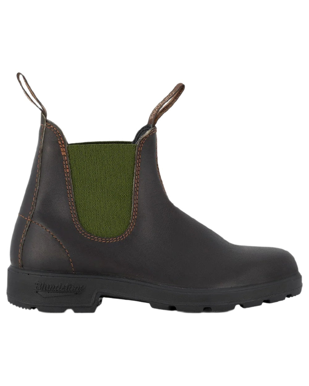 Stout Brown olive coloured Blundstone 519 Stout Brown Chelsea Boots on white background