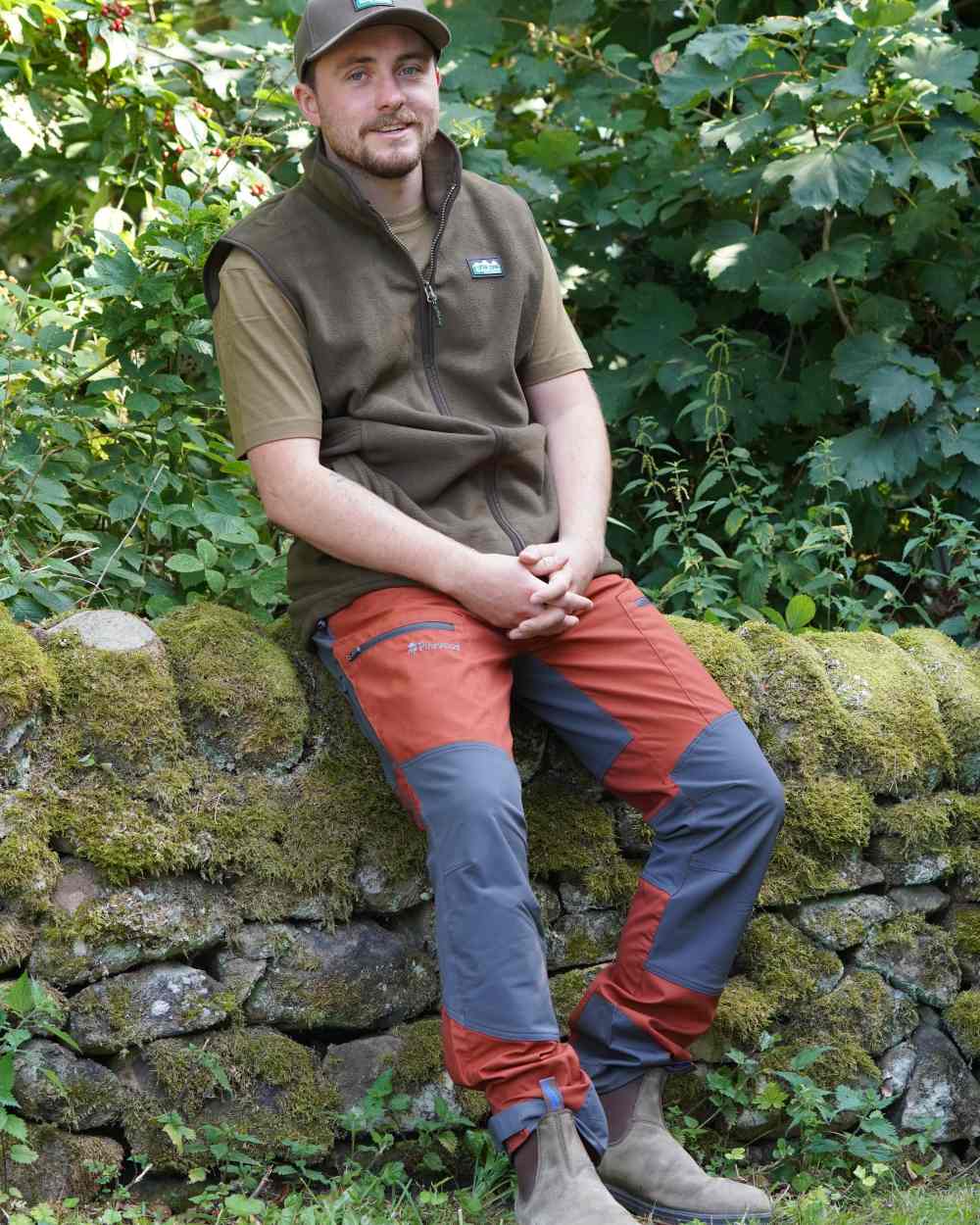 Rustic Brown coloured Blundstone 584 Rustic Brown Leather Chelsea Boots on farm background 