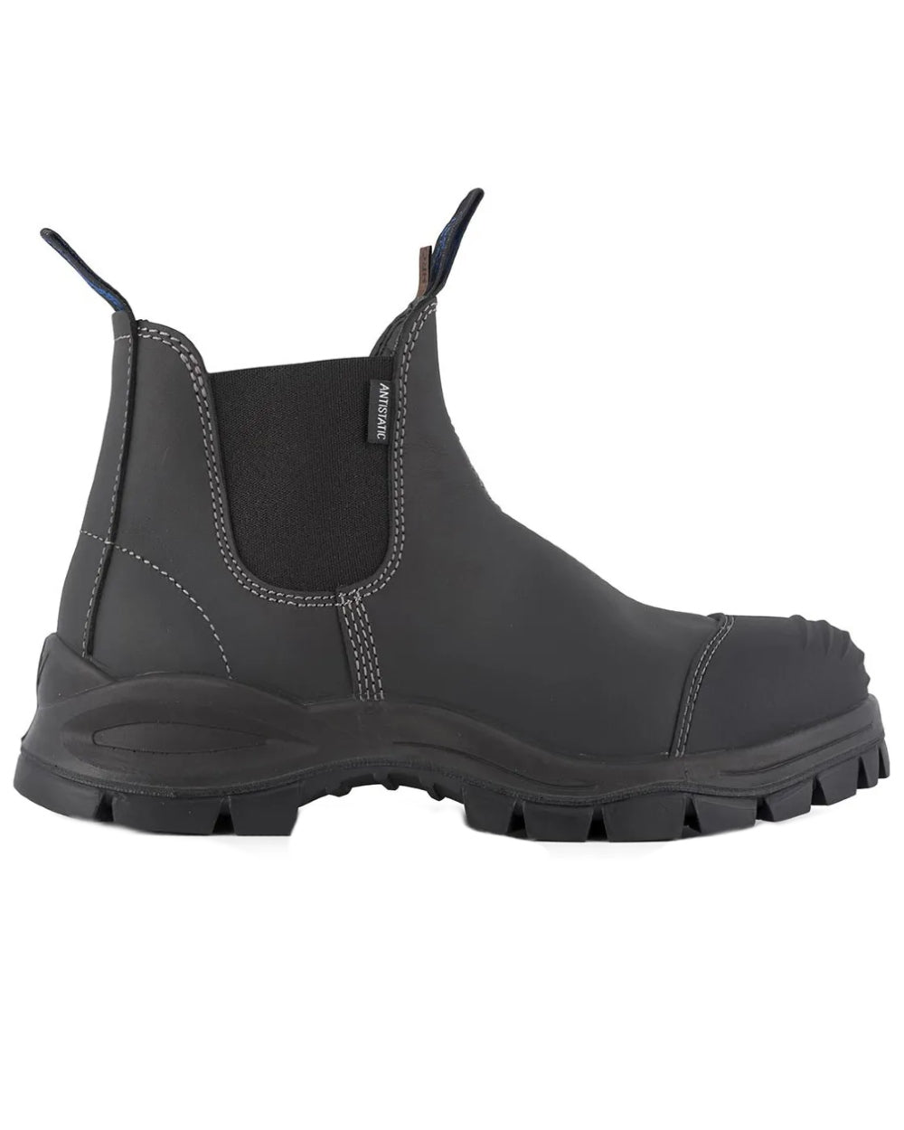 Black coloured Blundstone 910 Black Platinum Safety Boots on white background 