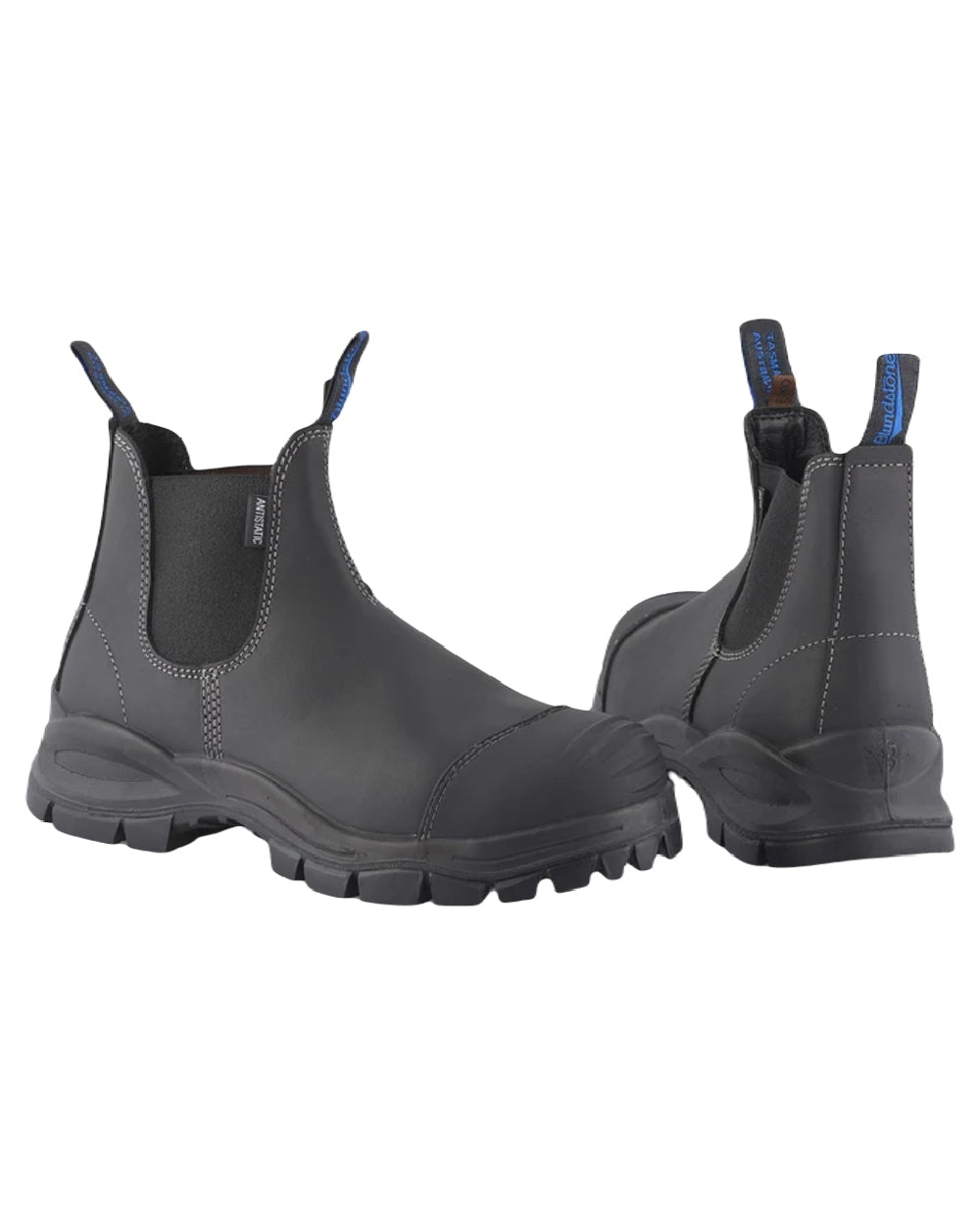 Black coloured Blundstone 910 Black Platinum Safety Boots on white background 